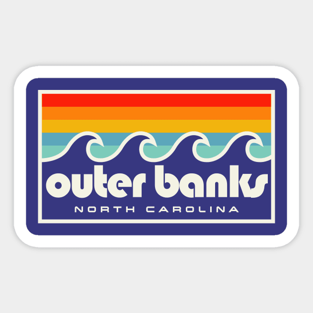 Outer Banks NC Retro OBX North Carolina Sticker by PodDesignShop